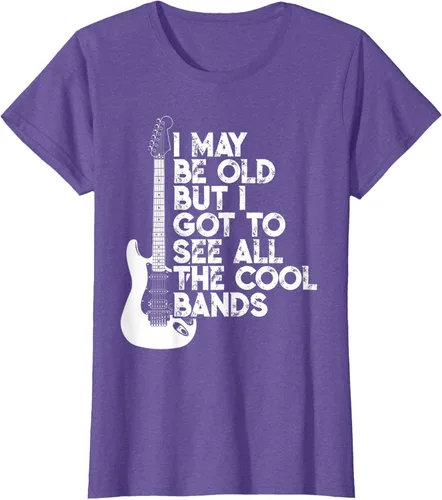 Vista 21 de Camiseta con texto en inglés "I May Be Old But I Got to See All The Cool Bands" Negro