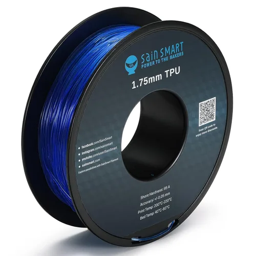 Vista 10 de Bobina de filamentos para impresoras 3D SainSmart, 0.06 pulgadas, flexible, TPU, 1,7 libras, Negro, 1