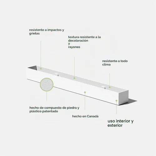 Vista 2 de Veradek Forma Series - Maceta larga de mesa para exteriores Blanco