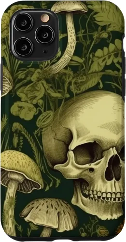 Vista 27 de iPhone 16 Skull Pattern Olive Green Mushroom Case