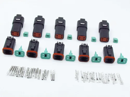 Vista 8 de 5 Sets 2Pin DT Conector kit impermeable sellado enchufe eléctrico carcasa Cable Dt Conector 22-16AWG DT04-2P DT06-2S (negro)