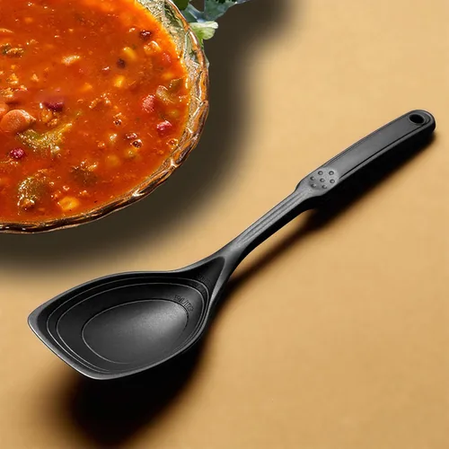 Vista 8 de Cuchara de cocina grande de silicona, juego de cuchara sólida antiadherente con tazón profundo y marca de medición para mezclar, servir, escurrir