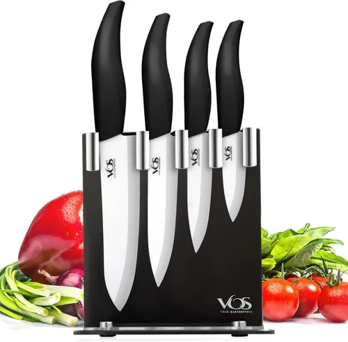 Vista 11 de Vos Juego de cuchillos de cerámica con pelador, juego de cuchillos de cerámica para cocina, juego de cuchillos de cocina ultra afilados con fundas