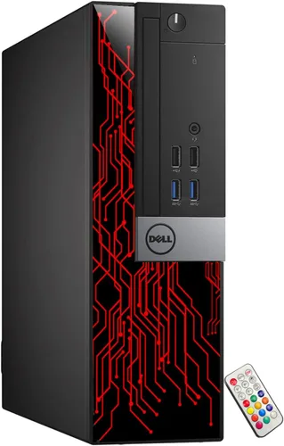 Vista 3 de Dell OptiPlex - Computadora con luces RGB personalizadas para escritorio, Intel Core i5 6500, 3.2 GHz, 8 GB de RAM, 256 GB SSD, Windows 11 Pro