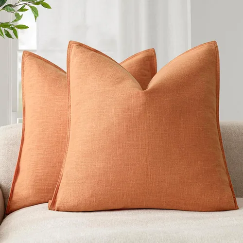 Vista 17 de Foindtower Juego de 2, Fundas Decorativas de Almohada de Lino Sólido Suaves Fundas de Cojín Europeo de Acento Estilo Granja Neutral para Silla Sofá