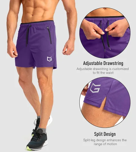 Vista 5 de G Gradual Pantalones cortos de correr para hombre con bolsillos con cremallera, secado rápido, gimnasio, atletismo, entrenamiento, pantalones cortos