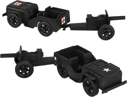 Vista 3 de TimMee Combat Patrol Willys & Artillery - Juego negro de 4 piezas fabricado en Estados Unidos