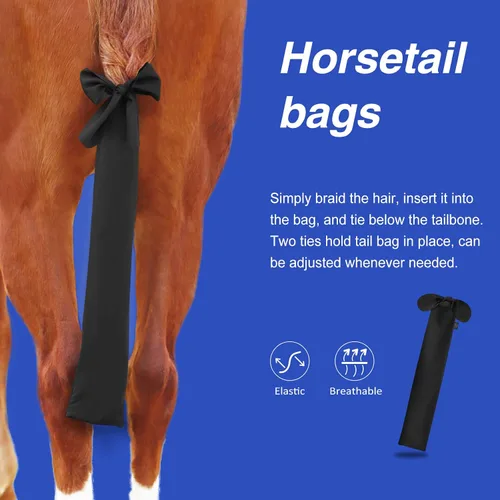 Vista 4 de Harrison Howard Bolsa de Cola Elástica Transpirable Protector de Cola de Caballo Diseño Deslizable Protege la Cola del Caballo Correas de Cierre