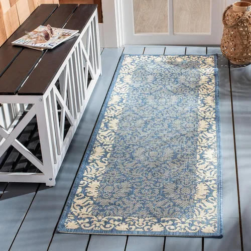 Vista 4 de SAFAVIEH Courtyard Collection - Alfombra de pasillo, 2 pies 3 pulgadas x 6 pies 7 pulgadas, color verde oliva y natural, no desprende pelusa