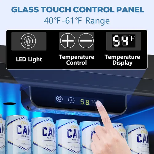 Vista 4 de Electactic Refrigerador de bebidas para 95 latas, mini refrigerador de 26 botellas, refrigerador de bebidas de 2.7 pies cúbicos, control de Negro
