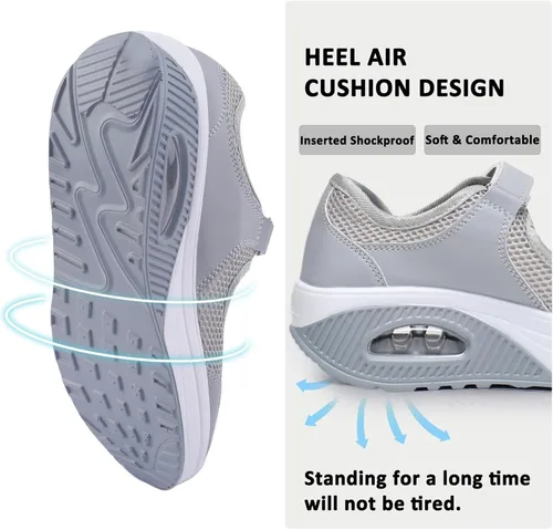 Vista 3 de Zapatos de enfermería de trabajo para mujer, antideslizantes, ajustables y transpirables, para caminar, fitness, informal, enfermería, ortopédicos