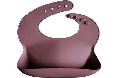 Vista 115 de Mushie - Babero de silicona para bebé, ajustable y resistente al agua (abejas) De 4 a 24 meses, lavable a máquina, correa ajustable