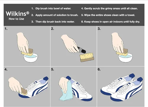 Vista 7 de Wilkins Kit limpiador de zapatos deportivos Incluye solución limpiadora de zapatos, cepillo para zapatos, toallitas para zapatos y toalla