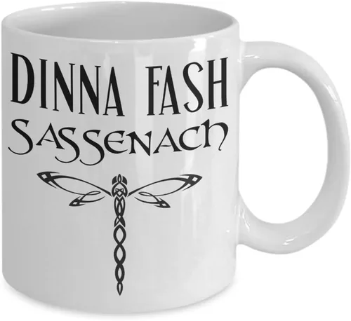 Vista 2 de Dinna Fash Sassenach - Taza de café inspirada en Outlander, de 11 onzas, color blanco