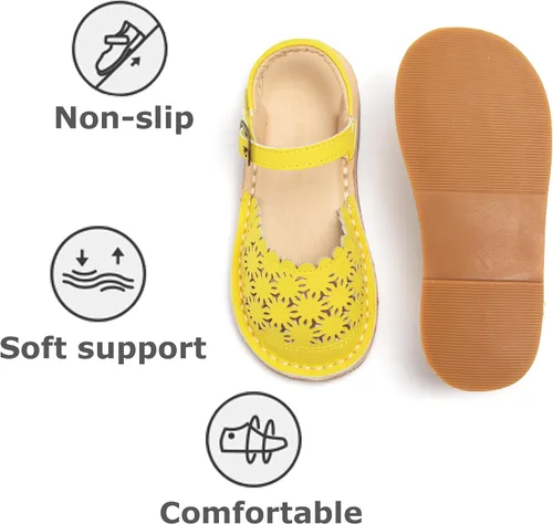 Vista 7 de THEE BRON Sandalias cómodas para niñas, zapatos para niños, sandalias rellenas
