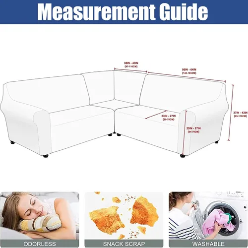 Vista 6 de YOPOIY Fundas de terciopelo para sofá esquinero, 3 piezas, en forma de L, alta elasticidad, suave y lavable a máquina, protector de muebles