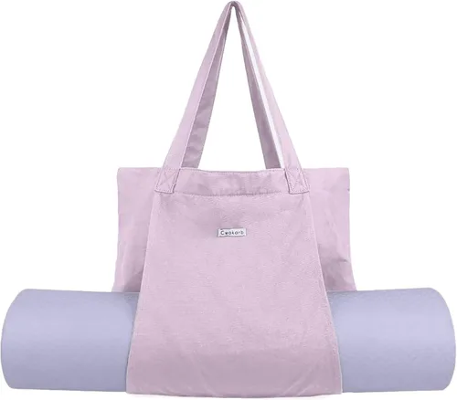 Vista 9 de Bolsas de yoga Cwokarb para mujeres con bolsas para esteras de yoga, tote de lona para pilates, bandolera para el hombro, para viajes, oficina