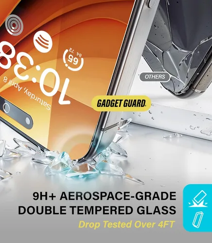 Vista 2 de Gadget Guard Protector de pantalla de vidrio para iPhone 14 Plus 13 Pro Max [Pro-Active inastillable], protector de pantalla 14 Plus 13 Pro Max