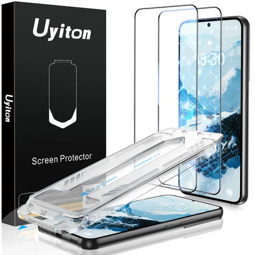 Vista 28 de Uyiton UnBreak-Glass - Protector de pantalla para Samsung Galaxy S22, soporte ultrasónico de huellas dactilares, marco de alineación automática