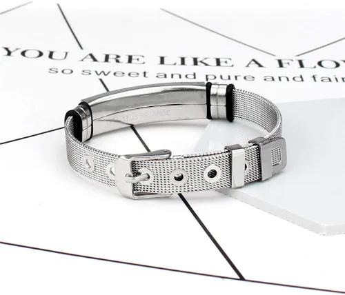 Vista 3 de Juego de pulseras y collares personalizados de alerta médica de acero inoxidable para mujeres y hombres, identificación médica, brazalete y collar