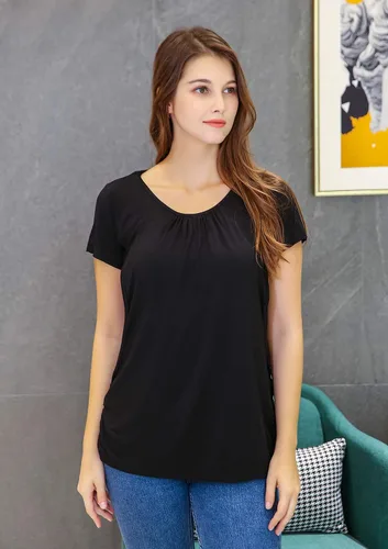 Vista 6 de Smallshow - Camisa de lactancia para maternidad, manga corta, modal, para mujer