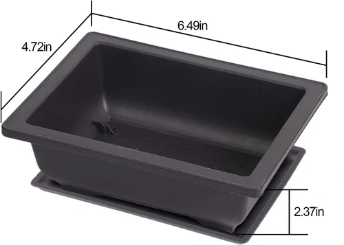 Vista 2 de KINJOEK 15 macetas de entrenamiento de bonsái de plástico de 6.5 pulgadas con bandejas de drenaje, maceta rectangular para árbol de bonsái, maceta