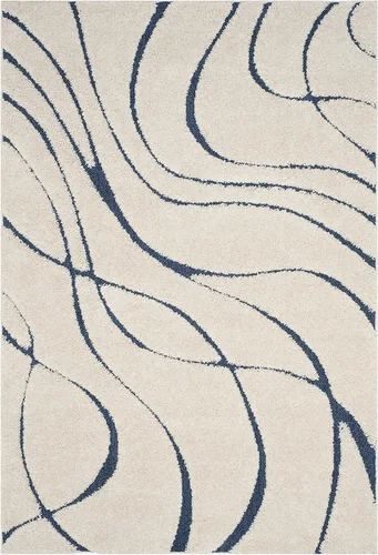 Vista 85 de Safavieh Florida Shag Collection - Alfombra de área de 2 x 3 pies, color crema/beige, diseño geométrico, felpa de 1.2 pulgadas de grosor, ideal