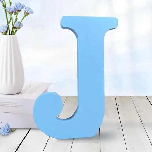Vista 29 de AOCEAN - Letras de madera azul de 6 pulgadas, letras de madera sin terminar para decoración de pared, letras decorativas en pie, cortes de letras