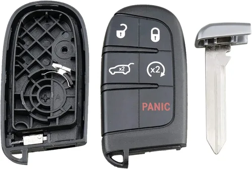Vista 4 de Carcasa de funda para llave inteligente con control remoto de 5 botones compatible con Jeep Grand Cherokee Dodge Challenger Charger Dart Durango