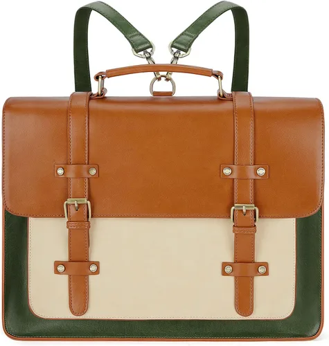Vista 11 de ECOSUSI Bolsa de mensajero de cuero vegano para mujer, maletín de moda, bolso de mano para computadora