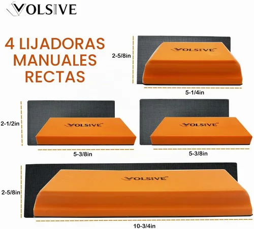 Vista 2 de VOLSIVE Juego de 7 piezas de bloque de lijado manual, almohadilla de lijado manual rectangular, gancho y bucle intercambiables de formas variadas