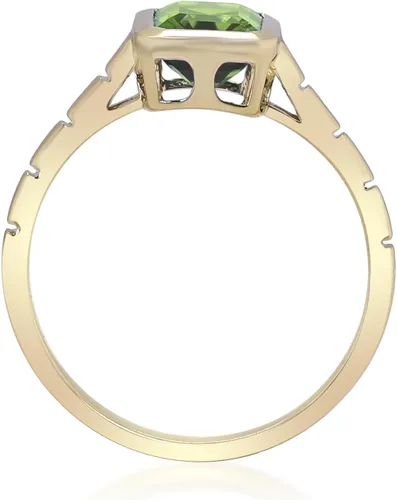 Vista 3 de Gin & Grace Anillo de peridoto genuino de oro amarillo de 14 quilates para mujer