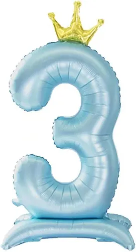 Vista 12 de Globos azules con el número 1 de 42 pulgadas con corona, globos de primer cumpleaños para niños y niñas, suministros de decoración de fiesta de Azul
