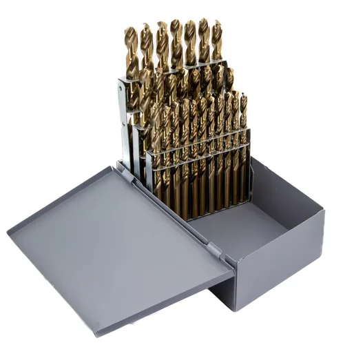 Vista 12 de Drill America Juego de 8 brocas de mango reducido de cobalto m42 en caja de metal (9/16" - 1" x 16ths), serie D/ACO