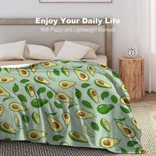 Vista 6 de Manta de aguacate para regalo, 40 x 30 pulgadas, bonita manta para niños, niñas, niños, manta verde suave y mullida para regazo y silla