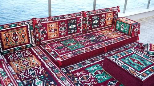 Vista 6 de arabicsofa Cojines de asiento de suelo de esquina con almohadas de respaldo – Juego de sofá modular de suelo estilo boho