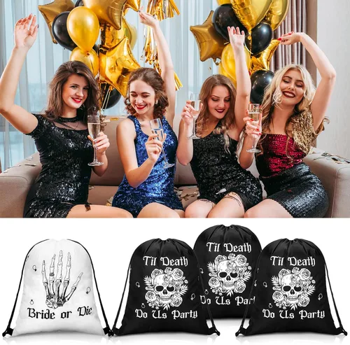 Vista 4 de Amylove 7 bolsas con cordón para despedida de soltera o muerte, bolsas con cordón para despedida de soltera, suministros de despedida de soltera