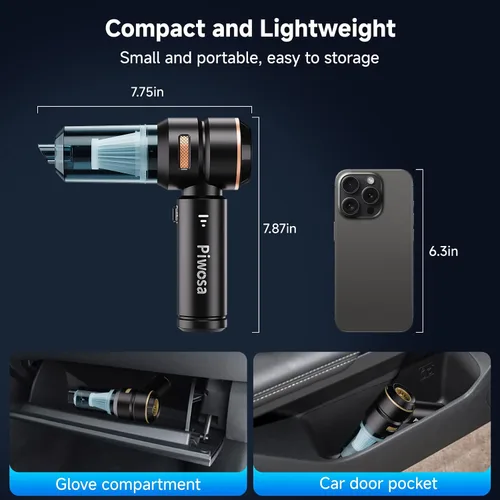 Vista 6 de Aspiradora de Mano Inalámbrica, Aspiradora para Automóvil con Motor sin Escobillas, Aspiradora de Succión Fuerte y Sopladores de Aire Comprimido