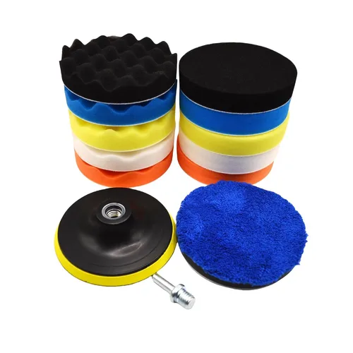 Vista 8 de Juego de 12 almohadillas de pulido de espuma, de 7,6 cm, con almohadilla de coral, placa de respaldo, adaptador de broca M10, kit de pulido