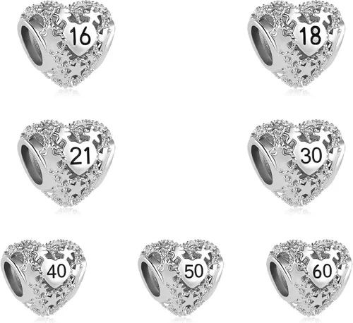 Vista 3 de Abalorio de feliz cumpleaños para adultos 18, 21, 30, 40, 50, 60, compatible con pulseras Pandora