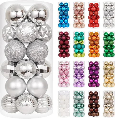 Vista 71 de XmasExp Juego de 24 mini esferas de Navidad inastillables para bolas de árbol de Navidad, 1.18 pulgadas (negro)