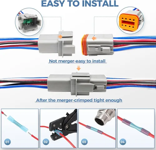 Vista 3 de Kit de 6 cables Deutsch DT de 12 pines gris macho hembra arnés de cableado Deutsch Pigtail 12 vías de cable impermeable conector eléctrico