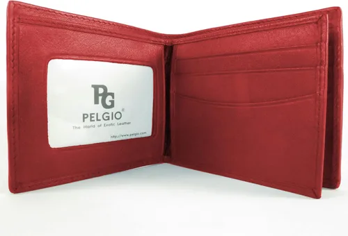 Vista 5 de Pelgio Cartera plegable de piel de Stingray Shagreen pulida genuina, Rojo Carrmine, Plegable