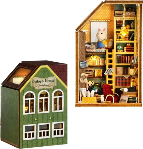 Vista 11 de MAGQOO - Kit de casa de muñecas en miniatura de bricolaje con muebles, escala 1:100, habitación creativa, mini casa de muñecas de madera, accesorios