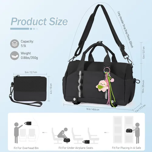Vista 8 de Bolsa de gimnasio antirrobo, Negro