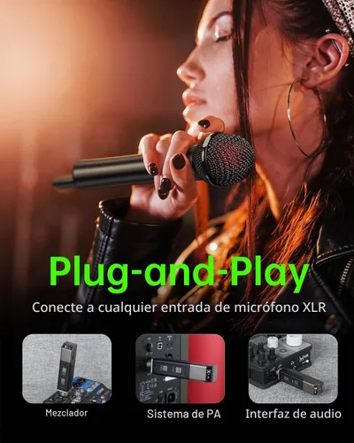 Vista 4 de Sistema de micrófono inalámbrico profesional M5, +6 dB incorporado Ganancia
