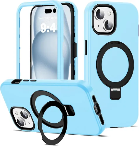 Vista 29 de Funda compatible con iPhone 13 y 14 de 6.1 pulgadas con soporte de anillo magnético [protección militar contra caídas] [compatible con Mag-Safe]