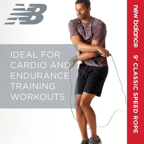 Vista 4 de New Balance Cuerda de velocidad clásica, cuerda de salto para fitness, entrenamiento de cuerpo completo, ligera, sin enredos, portátil y ajustable