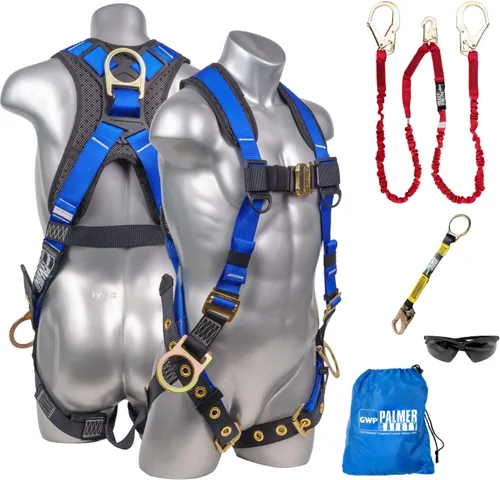 Vista 18 de Palmer Safety Kit de arnés de seguridad para protección contra caídas I Arnés de construcción + varios cordones + extensor de anillo en D
