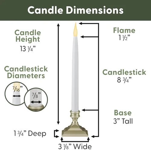 Vista 4 de 612 Vermont VT-1660P-4 - Velas LED de ventana con temporizador (6 encendido/18 apagado), llama parpadeante LED dual blanca cálida patentada, Peltre